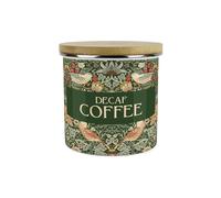 Purely Home Green Strawberry Thief Decaf Coffee Storage Canister - Morris Inspired Floral Tapestry Artwork - 1.2L Enamel Hot Drinks/Food Kitchen Storage Container