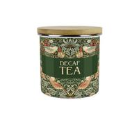 Purely Home Green Strawberry Thief Decaf Tea Storage Canister - Morris Inspired Floral Tapestry Artwork - 1.2L Enamel Kitchen Container