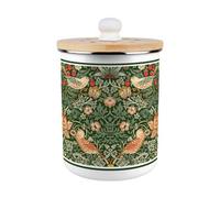 Purely Home Green Strawberry Thief Food Waste Caddy - Enamel 2L Kitchen Compost Bin