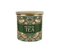 Purely Home Green Strawberry Thief Herbal Tea Storage Canister - Morris Inspired Floral Tapestry - 1.2L Enamel Kitchen Storage Container
