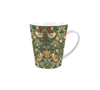 Purely Home Green Strawberry Thief Latte Mug - William Morris Gifts - Small Ceramic Tea/Coffee Cup Present