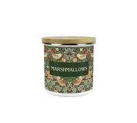Purely Home Green Strawberry Thief Marshmallow Canister - White Metal/Enamel Medium 600ml Kitchen Storage Container Gift