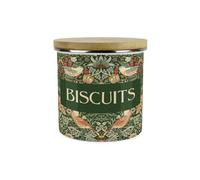 Purely Home Green Strawberry Thief Small Biscuits Storage Canister - Floral Tapestry Artwork - 1.2L Enamel Kitchen Storage Container