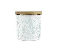 Purely Home Green Wild Rabbits Blank Storage Canister - White Metal Enamel Kitchen Food Storage Container