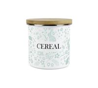 Purely Home Green Wild Rabbits Cereal Storage Canister - White Metal Enamel Kitchen Food Storage Container