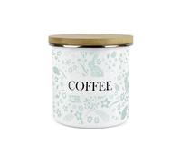 Purely Home Green Wild Rabbits Coffee Storage Canister - White Metal Enamel Kitchen Food Storage Container