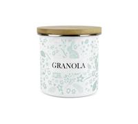 Purely Home Green Wild Rabbits Granola Storage Canister - White Metal Enamel Kitchen Food Storage Container