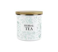 Purely Home Green Wild Rabbits Herbal Tea Storage Canister - White Metal Enamel Kitchen Food Storage Container