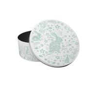 Purely Home Green Wild Rabbits Small Cake Tin - Floral Kitchen Gifts for Animal Lovers - Round Metal Storage Container for Baking 18 x 7cm
