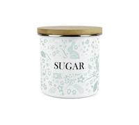 Purely Home Green Wild Rabbits Sugar Storage Canister - White Metal Enamel Kitchen Food Storage Container
