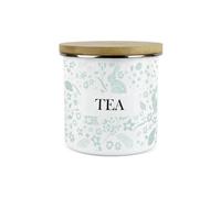 Purely Home Green Wild Rabbits Tea Storage Canister - White Metal Enamel Kitchen Food Storage Container