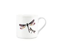 Purely Home Grey/Cream Dragonfly Mug - Fine Bone China White Garden Coffee/Tea Present Gift for Animal Lovers