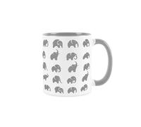 Purely Home Grey Elephants Mug - Cartoon Wild Safari Animals Gift Present - Tea/Coffee Grey & White Ceramic Cup