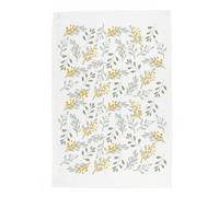 Purely Home Grey & Yellow Floral Tea Towel - Panama Cotton Summer Blossoms Kitchen Gift