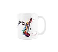 Purely Home Guitar Mug - Colourful Musical Electric Guitar Instrument Abstract White Tea Coffee Gift Present Mug