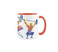Purely Home Gym Fitness Mug - Weightlifting Abstract Paint Effect - Orange Mug Coffee/tea Gift For Sports Lovers