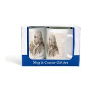 Purely Home Handel Mug & Coaster Gift Set - Classical Music Messiah Composer Portrait Gifts for Music Lovers