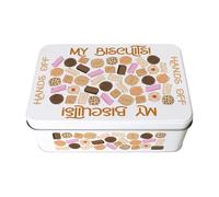 Purely Home Hands Off My Biscuits Tin - Rectangular Metal Storage Container for Baking Novelty Kitchen Gifts 195 x 125 x 75mm