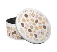 Purely Home Hands Off Novelty Cake Tin - British Biscuits Food Themed Gifts - Large Round Metal Kitchen Storage Container 23 x 10cm