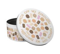 Purely Home Hands Off Novelty Cake Tin - British Biscuits Food Themed Gifts - Large Round Metal Kitchen Storage Container 23 X 10Cm