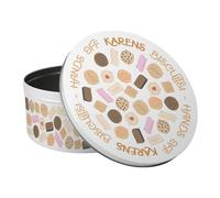 Purely Home Hands Off Personalised Novelty Cake Tin - British Biscuits Food Themed Gifts - Large Round Metal Kitchen Storage Container 23 x 10cm