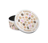Purely Home Hands Off Personalised Novelty Cake Tin - British Biscuits Food Themed Gifts - Small Round Metal Storage Container for Baking 18 x 7cm
