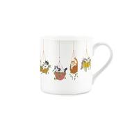Purely Home Hanging Plants Cat Mug - Novelty Plant/Cat Present Bone China White Mug - Tea/Coffee Gift for Cat Lovers