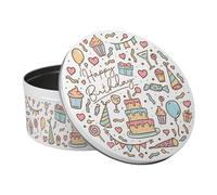 Purely Home Happy Birthday Cake Tin - Kitchen Bakeware Birthday Party Gifts - Large Round Metal Kitchen Storage Container 23 x 10cm