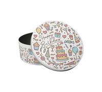 Purely Home Happy Birthday Cake Tin - Kitchen Bakeware Birthday Party Gifts - Small Round Metal Storage Container for Baking 18 x 7cm