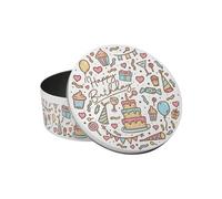 Purely Home Happy Birthday Cake Tin - Kitchen Bakeware Birthday Party Gifts - Small Round Metal Storage Container For Baking 18 X 7Cm