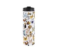 Purely Home Happy Cartoon Cats Travel Flask - Cute Reusable 500Ml Stainless Steel Flask Mug Gift For Cat Lovers
