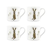 Purely Home Hare & Dandelions Bone China Mugs - Set Of 4