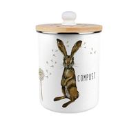 Purely Home Hare & Dandelions Food Waste Bin - Metal 2L Decorative Compost Caddy