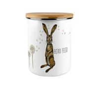 Purely Home Hares & Dandelions Bird Feed Canister - Countryside Animals Large Enamel Kitchen Storage Container/gift