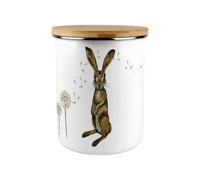 Purely Home Hares & Dandelions Canister - Countryside Animals Large Enamel Kitchen Storage Container/gift