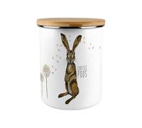 Purely Home Hares & Dandelions Coffee Pods Canister - Countryside Animals Extra Large Enamel Kitchen Storage Container/Gift