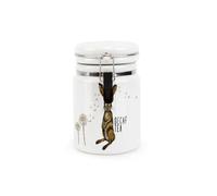 Purely Home Hares & Dandelions Decaf Tea Ceramic Canister - Ceramic Kitchen Storage Container With Clip Lid 400Ml