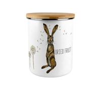 Purely Home Hares & Dandelions Dried Fruit Canister - Countryside Animals Large Enamel Kitchen Storage Container/gift