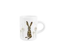 Purely Home Hares & Dandelions Espresso Cup - Wildlife Nature Animal Gift - Small Mini White Ceramic Coffee Shot Mug