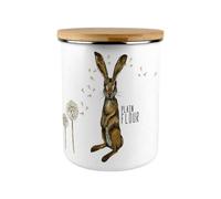 Purely Home Hares & Dandelions Plain Flour Canister - Countryside Animals Large Enamel Kitchen Storage Container/gift