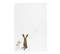 Purely Home Hares & Dandelions Tea Towel - Panama Cotton British Wildlife Kitchen Gift