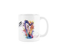 Purely Home Harp Mug - Colourful Musical String Instrument Abstract White Tea Coffee Gift Present Mug