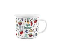 Purely Home Head Gardener Enamel Mug -White Gardening Novelty Durable Hot Drinks Outdoor Cup For Travel Picnics Home Hiking