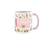 Purely Home Head Gardener Mug - Gardening White & Pink Coffee/Tea Gift 11oz