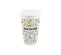 Purely Home Head Teacher Ceramic Travel Mug - Humorous School Teacher Gifts/presents - Double-Walled Insulated Hot/cold Drinks Flask Cup
