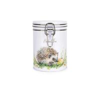 Purely Home Hedgehog Herbal Tea Canister - Countryside Wildlife Creatures - Metal Clip Lid Kitchen Food Storage Jar 700Ml (13Cm X 9.5Cm)