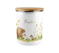 Purely Home Hedgehog & Mouse Biscuits Storage Canister - 2.7L Extra-Large Enamel Container Kitchen Gifts for Nature Lovers