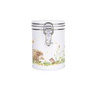 Purely Home Hedgehog & Mouse Coffee Canister - White Metal Clip Lid Kitchen Storage Jar/Container Gift 700ml (13cm x 9.5cm)