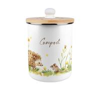 Purely Home Hedgehog & Mouse Food Waste Bin - Metal 2L Decorative Compost Caddy