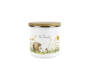 Purely Home Hedgehog & Mouse Hot Chocolate Canister - Cute Wildlife Enamel 600ml Hot Drinks/Food Storage Container Kitchen Gifts